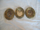 Vintage Set Of Three Wall Plaques, Fruit & Mirror Gold Tone Italy