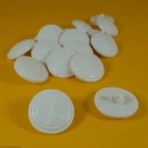 White Nautical Nylon Anchor Plastic - Shank Buttons (18 per bag) (21mm x 4mm) - Picture 1 of 5