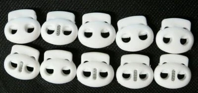 10 Blanco 1/8" Agujero Doble Agujero Resorte Cable Bloqueo Barril Cuerda Palanca Deslizante Foto 1 de 3