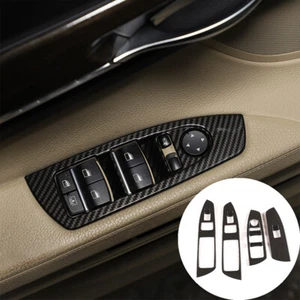 Black Carbon Window Lift Button Frame Trim Cover For 09-14 BMW 7 Series F01 F02 - Picture 1 of 8