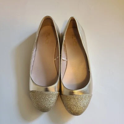 Pisos de ballet brillantes The Children's Place Girls - dorados talla 3 NUEVO sin etiquetas Foto 1 de 4