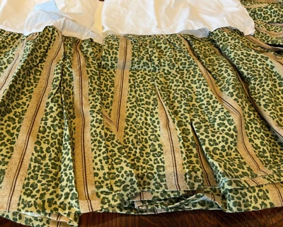 NUEVA Falda Cama Twin Estampado Leopardo Rayas 100% Algodón Falda de Cama Neiman Marcus EE. UU.! Foto 1 de 4