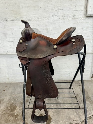 14" SIMCO BARREL SADDLE LEATHER TRAIL