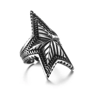 Vintage Big Pentagram Star Ring Stainless Steel Men's Jewelry Ring Biker Punk - Picture 1 of 6