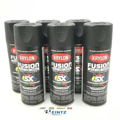 KRYLON 2754 6 PACK MATTE BLACK All-In-One Fusion Paint & Primer - No-Peel  12oz  - Image 1 of 3