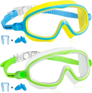 Swim Goggles 2 Pack Anti-Fog Anti-Uv Wide View Swimming Goggles for Kids 3-15 - Picture 1 of 6