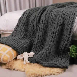 Carriediosa Chunky Knit Throw Blanket 50" X 60", 100% Hand Made Large Chenill... - Picture 1 of 9
