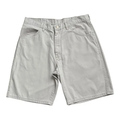 Pantalones Cortos WRANGLER Para Hombres Talla 34 Caqui Beige Sarga 100% Algodón Bermudas Frente Plano Foto 1 de 4