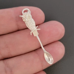 Vintage Sterling Silver 925 Tiny Spoon Charm Pendant Jewelry 1.5" NOS TESTED - Picture 1 of 11