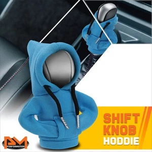 Mini sudadera con capucha cubierta de perilla de cambio de marchas universal para moldura interior de palanca de cambios de coche azul - Imagen 1 de 9