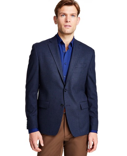 Cappotto sportivo Michael Kors uomo vestibilità classica check 38 blu regolare nuovo con etichette $295