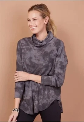 Туника новая без ценников Michael Stars L Marcy тепловая синяя камуфляжная с черепаховым вырезом 121088 - Изображение 1 из 2