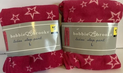 Женские розовые брюки для сна Bobbie Brooks со звездами плюшевые, мягкие. 2 пары размер L - Изображение 1 из 4