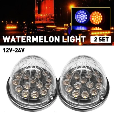 Amber Blue LED Watermelon Marker Turn Signal Clearance Light w/ Chrome Ring EXD - Image 1 of 4