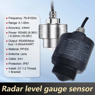 Radar Level Transmitter 4-20mA RS485 Non-Contact Liquid Sensor For Water Tank - Image 1 of 4