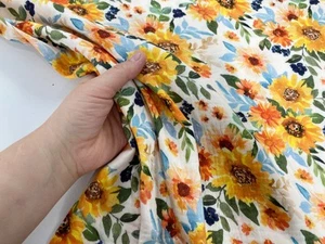 Sunflower Double Gauze Fabric Floral Muslin Cotton Boho Nursery or Dressmaking - Picture 1 of 6