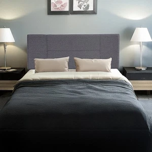 Linen Fabric Double Bed Headboard Bedhead Bedroom Furniture - Grey - Picture 1 of 7