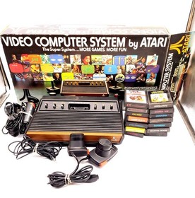 VINTAGE Atari CX2600A Video Game Console, Controllers W/ 14 Games & Extras