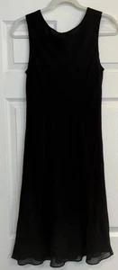 Vestido Simply Silk Talla Grande Negro Midi Sin Mangas Forrado Volantes LBD Formal Carrera - Imagen 1 de 9