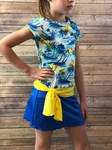 Girls size 10 Swimsuit Two Piece Skort Modest Tropical Sun Protective - Picture 1 of 1