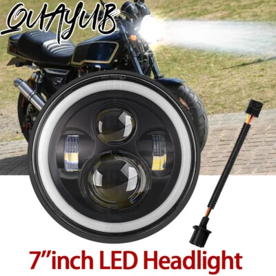 7" Motorcycle Bright LED Hi/Lo Headlights Black For Kawasaki 1000 LTD 1977-1982 - Image 1 of 4