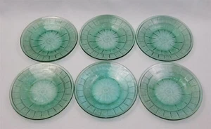 Vtg 1930s 6" Jeannette DORIC & PANSY Teal Ultramarine Green Bread Plates - Picture 1 of 7