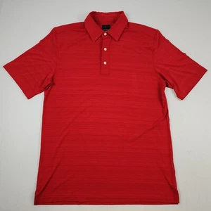 Greg Norman Polo Shirt Mens Medium Red Short Sleeve Play Dry Striped Golf - Picture 1 of 8