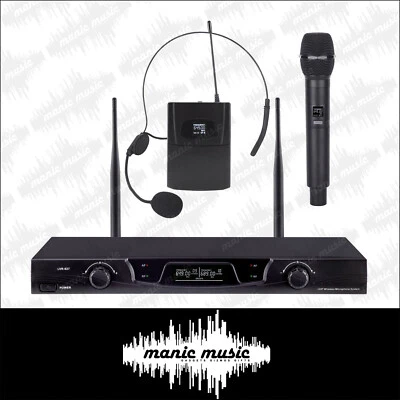 Dual Wireless Microphone Choose Headset Handheld Lavalier Mic 2x Cordless System - Image 1 of 4