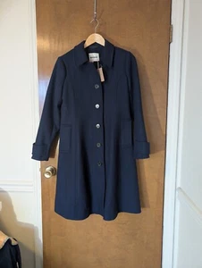 NWT Boden Durham Navy Blue Wool Blend Coat Women's US 6P 6 Petite - Picture 1 of 14