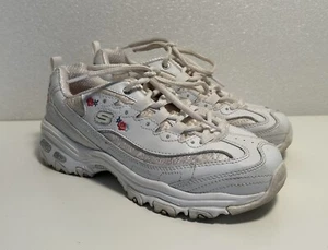 SKECHERS White Bright Blossoms Air Cooled Wide Fit Shoes 11977W Leather Womens 7 - Picture 1 of 11