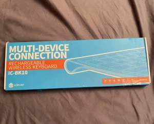 Wireless Keyboard Multi Device Connection Rechargeable Black Includes Protector - Picture 1 of 7