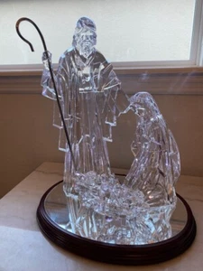 WINTER LANE CHRISTMAS Nativity Set/Lighted Base Clear Acrylic 3 Pc. STUNNING - Picture 1 of 9