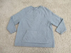 Pure Jill Sweater Womens Medium Blue Boucle Kangaroo Pocket Cotton Wool Ladies - Picture 1 of 14