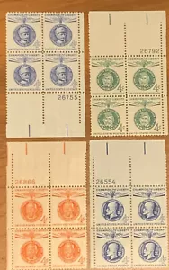 US 1960 MINT STAMPS "CHAMPIONS OF LIBERTY" GROUP OF 4 PLATE BLOCKS = 16 STAMPS - Picture 1 of 2