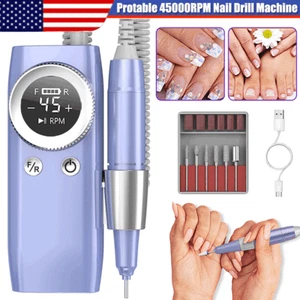 New 45000RPM Nail Drill Machine Electric LCD Display Nail File Manicure Kits US - Picture 1 of 27