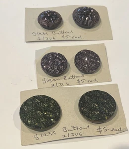 Set 6 Mixed Lot Glass Sparkly Buttons Multiple Sizes - Picture 1 of 8