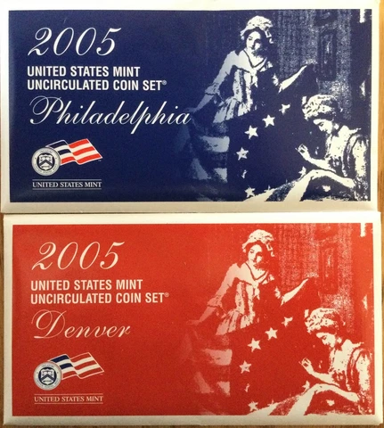 2005 P&D United States Mint Uncirculated BU 22 Coin Set Unopened Box Item U05 Cover