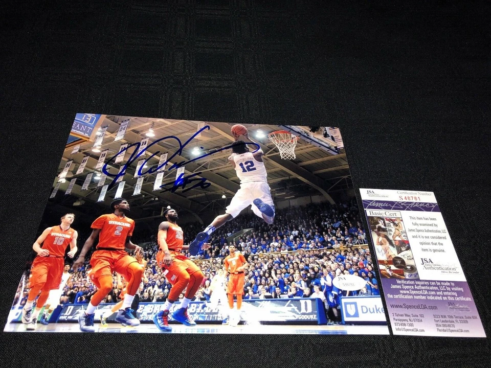 JUSTICE WINSLOW DUKE BLUEDEVILS SIGNED 8X10 PHOTO JSA COA S48781 2015 NCAA CHAMP - Image 1 of 1