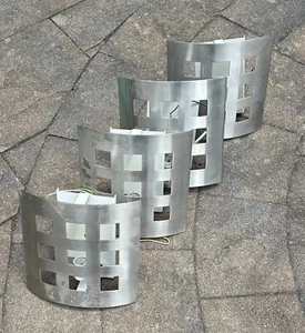 4 Modern Wall Sconces. Stainless Steel. No Glass. - Picture 1 of 4