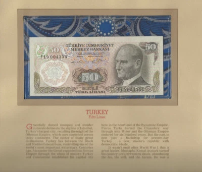 Most Treasured Banknotes Turkey 50 Lira 1970 UNC P 188a.1 UNC Low # 004334 - Image 1 of 2