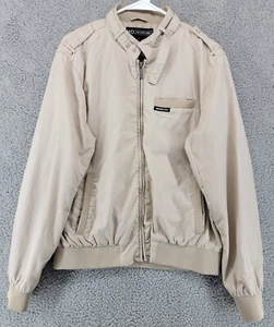Vintage 80s Members Only Bomber Jacket Men's Large Beige Zip Up with Buttons - Picture 1 of 15