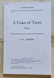 A COAST OF TREES (POEMS) By A.R. Ammons ©1981– Uncorrected Proof - Picture 1 of 4