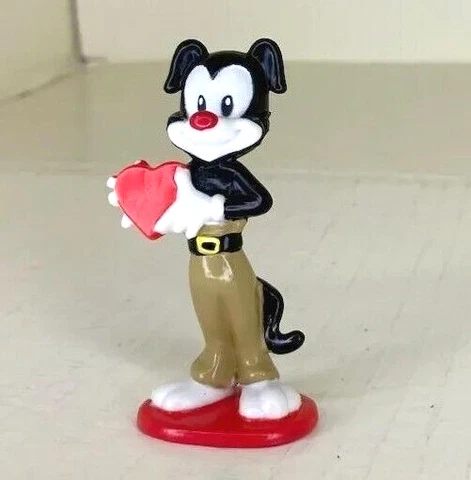 Vintage 1997 Animaniacs Valentine PVC Figure Yakko Holding a Heart Cake Topper Cover