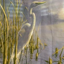 Creative Bath EGRET heron bird SHOWER CURTAIN bath home decor