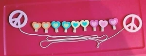 Peace Heart Wooden Clip Banner Garland  88 in Line Pastel Hanging Display - Picture 1 of 8