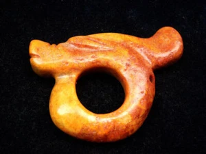 Old Nephrite Jade Stone Carved Sculpture HongShan Culture Piggy Dragon #12312307 - Imagen 1 de 6