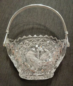RARE  Vintage ~ Hofbauer Byrde~ 🕊️ Leaded Crystal Basket with Silver Handle  - Picture 1 of 6