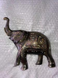 Elephant Statue Beautiful 7  1/2"  Hand Painted Metal - Picture 1 of 4