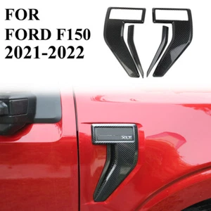 Carbon Fiber Style Side Fender Badge Emblem Cover Trims for Ford F-150 2021-2024 - Picture 1 of 6