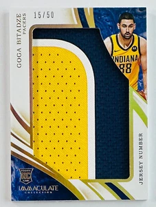 2019-20 Immaculate Rookie RC Jersey Number Patch /50 Goga Bitadze Indiana Pacers - Picture 1 of 2
